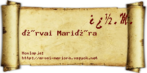 Árvai Marióra névjegykártya